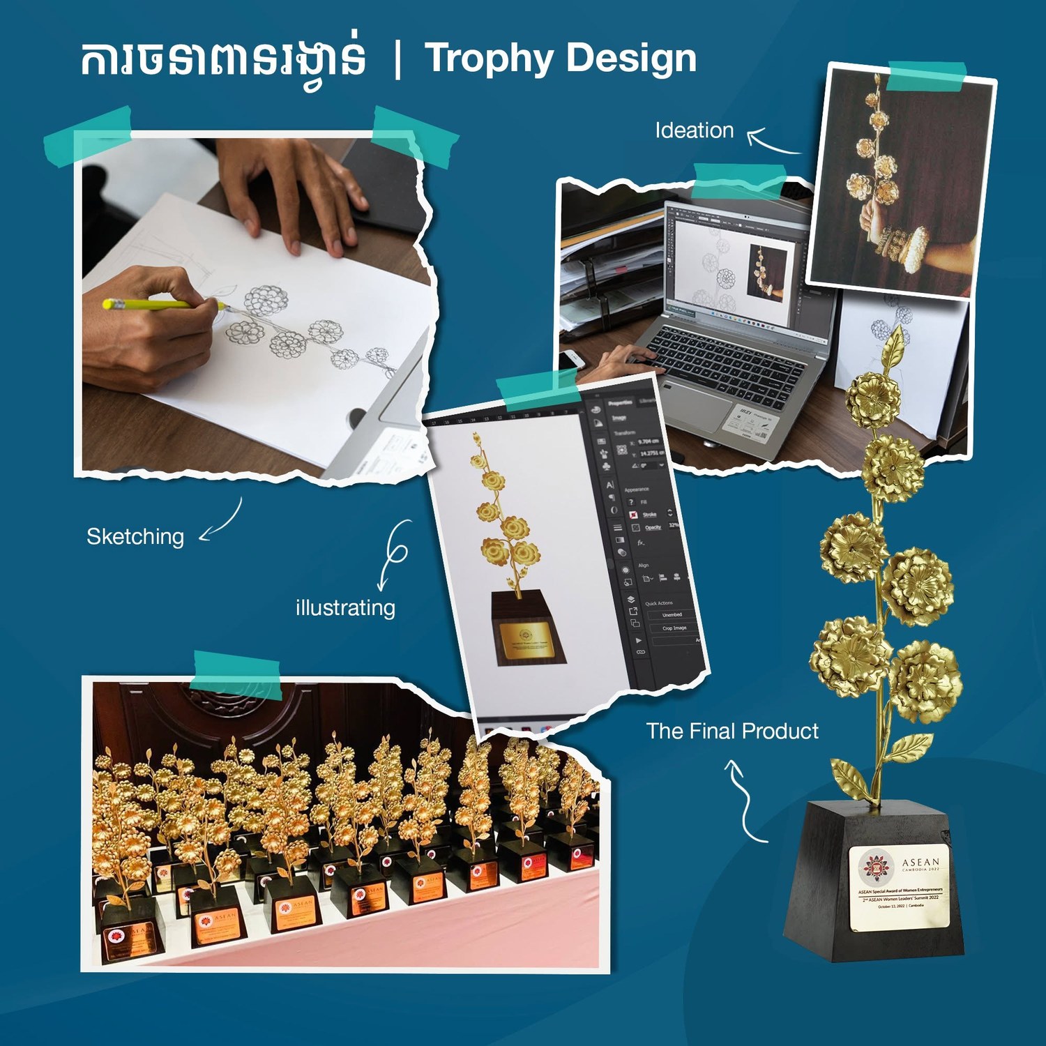 ASEAN Summit trophy design process, from sketch to gold rose award